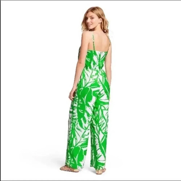 Lilly Pulitzer Boom Boom Jumpsuit Pants Outfit Green White Floral Leaf LP - Picture 3 of 7